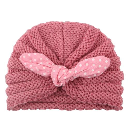 亚马逊新款欧美儿童帽子毛线针织帽 宝宝格子兔耳朵套头帽子现货